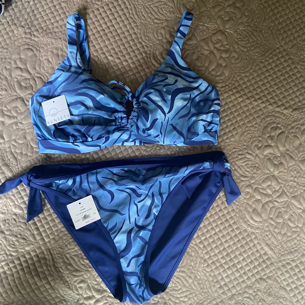 Sunset 2 PC Bikini Sumatra Print Reversible 36E/Large